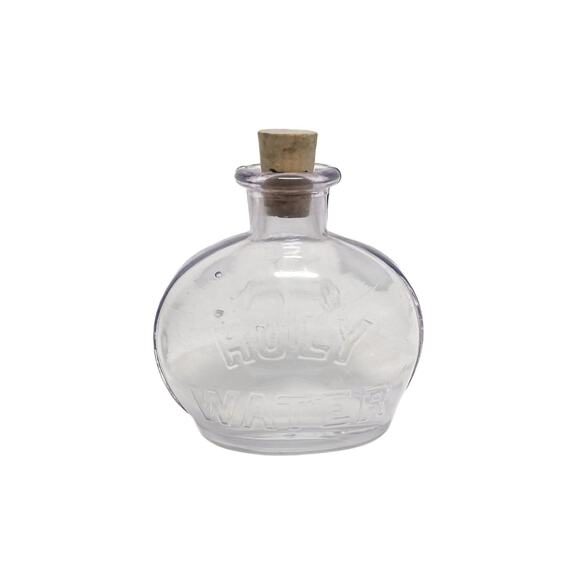 Vintage Rare Holy Water Bottle Amethyst (Purple) Embossed with Cross - Picture 9 of 9